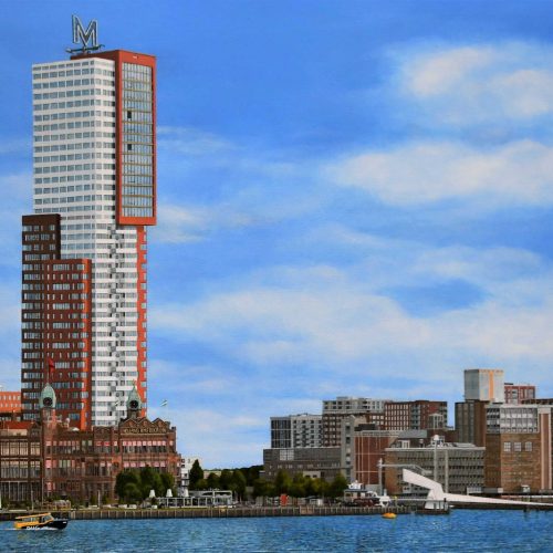 2022-Rotterdam-Kop-van-Zuid-vanaf-Westerkade-acryl-op-doek-80x120-cm