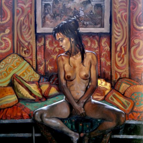 38.-Nude-seated-on-a-sofa-.-150-by-100-cm