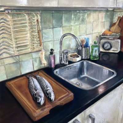 Janina-Meulendijks-Mackerel-on-the-Kitchen-counter-26x34cm