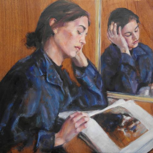 Julia-met-spiegelbeeld-2020-olieverf-op-hout-50-x-61-cm