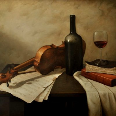 Stilleven-met-viool-en-boeken_60x80_Olieverf-op-paneel_2011_2